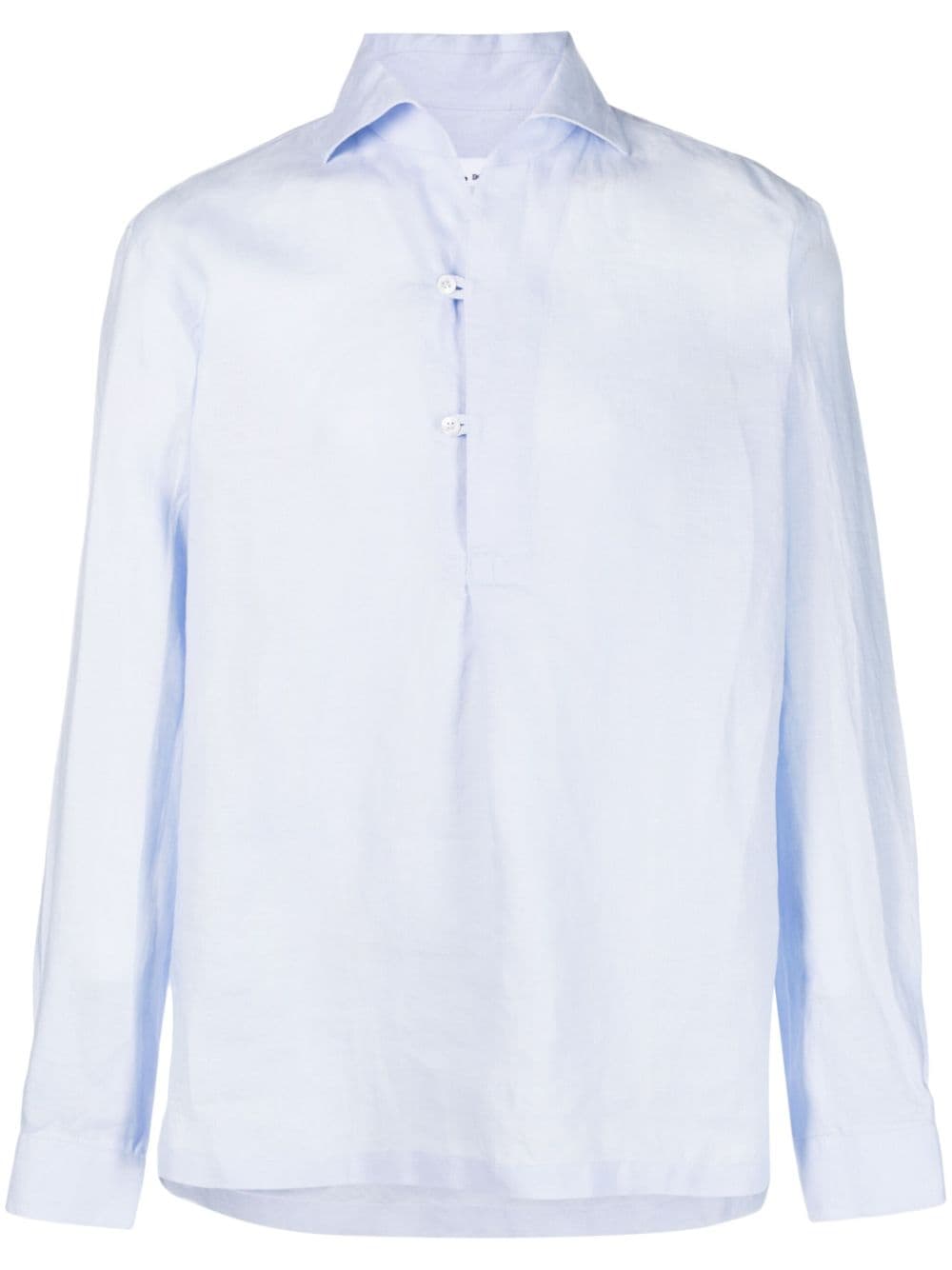 Doppiaa spread-collar linen shirt - Blue von Doppiaa