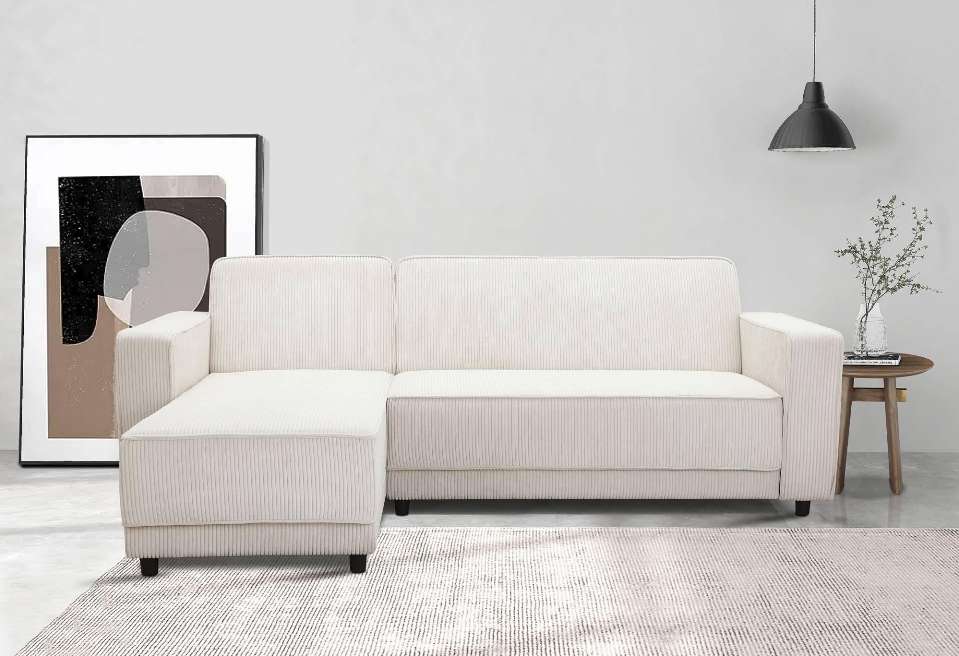 Dorel Home Ecksofa »Allie Schlafsofa 230 cm mit Relaxfunktion in der Rückenlehne«, Schlaffunktion (108/194,5cm), trendiger Cord o. pflegeleichter Velours von Dorel Home