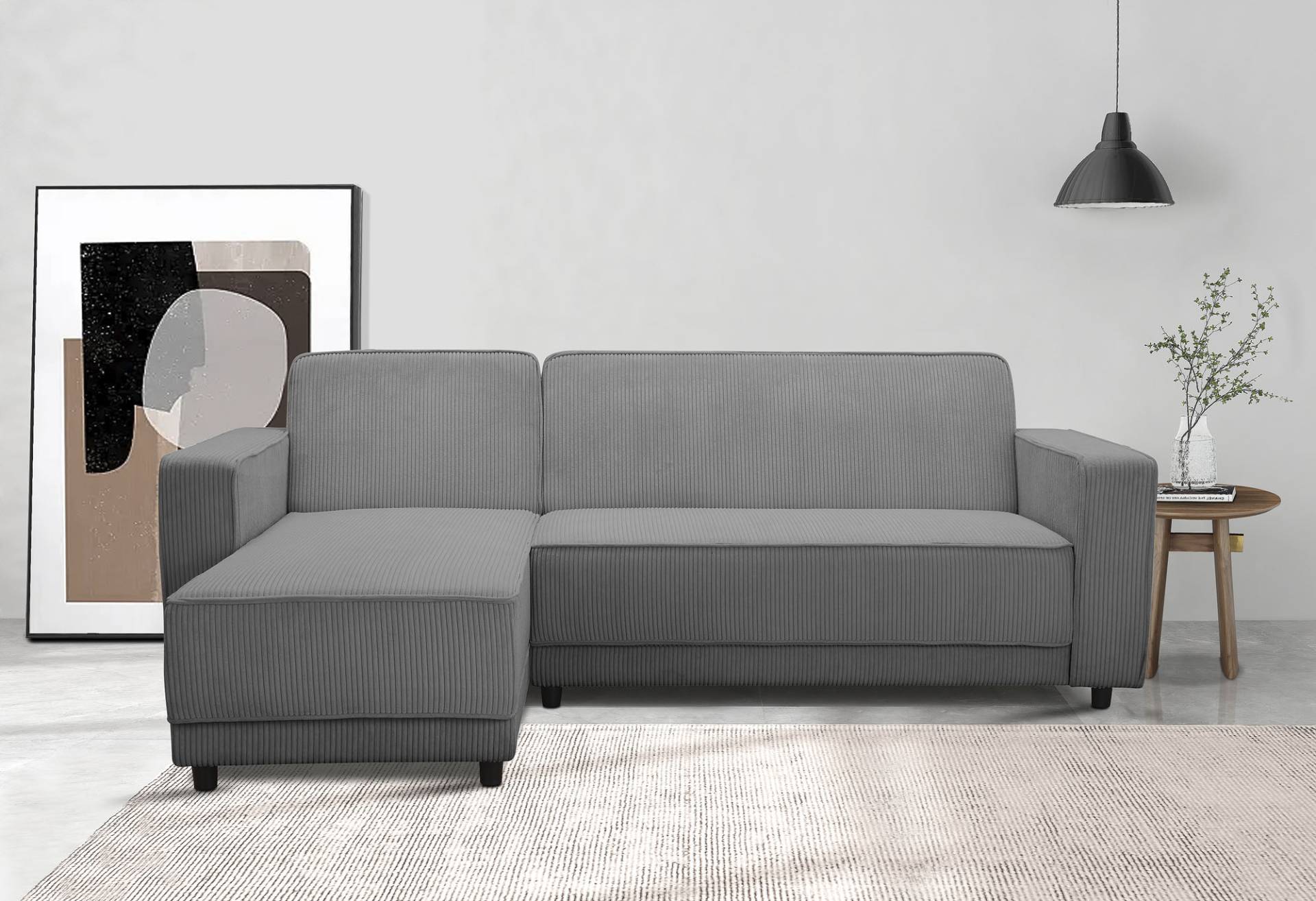 Dorel Home Ecksofa »Allie Schlafsofa 230 cm mit Relaxfunktion in der Rückenlehne«, Schlaffunktion (108/194,5cm), trendiger Cord o. pflegeleichter Velours von Dorel Home