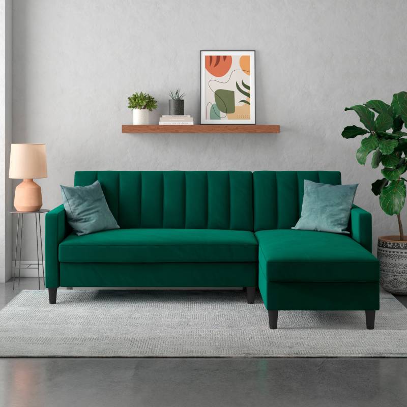 Dorel Home Ecksofa mit Schlafffunktion, Recamiere mit Stauraum beidseitig montierbar, Rückenlehne 2-teilig und 3-fach verstellbar von Dorel Home