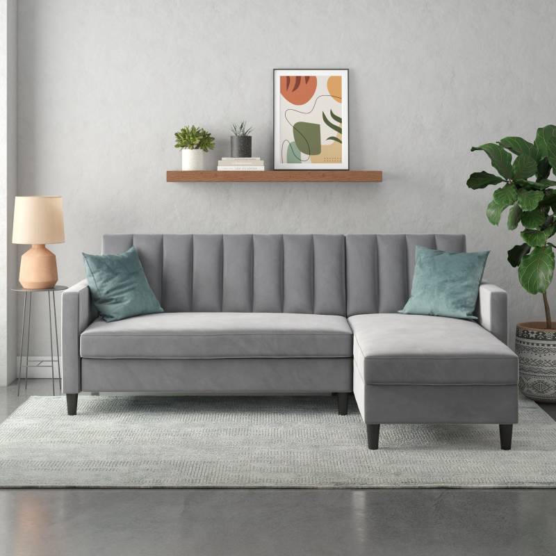 Dorel Home Ecksofa mit Schlafffunktion, Recamiere mit Stauraum beidseitig montierbar, Rückenlehne 2-teilig und 3-fach verstellbar von Dorel Home