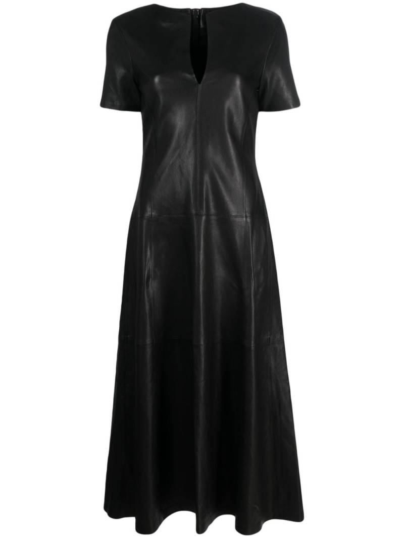 Dorothee Schumacher V-neck leather midi dress - Black von Dorothee Schumacher