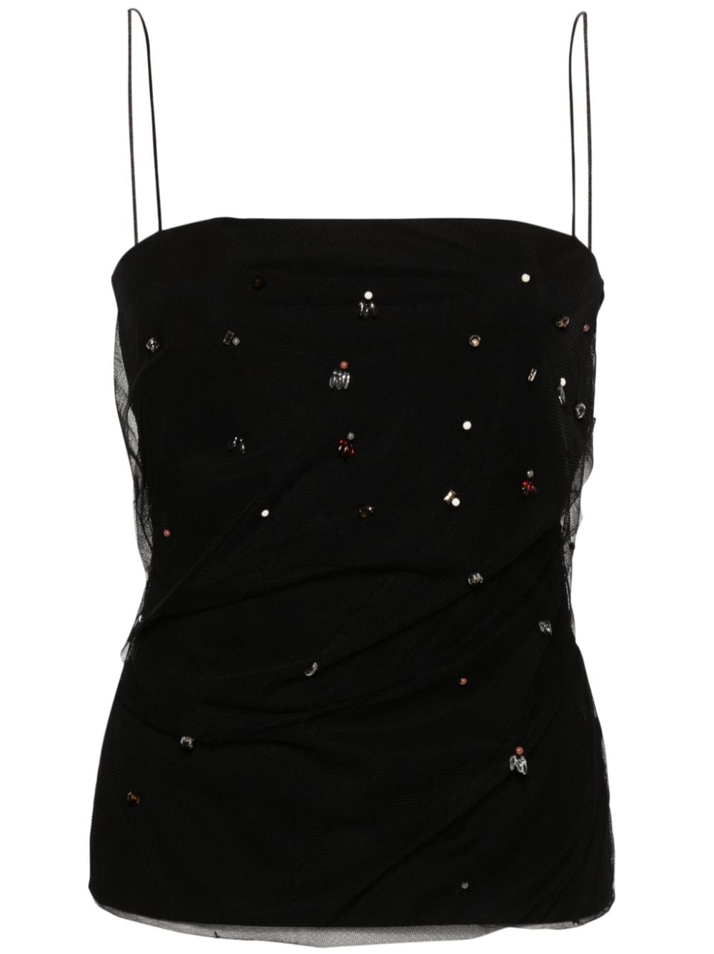 Dorothee Schumacher bead-embellished tulle-overlay top - Black von Dorothee Schumacher