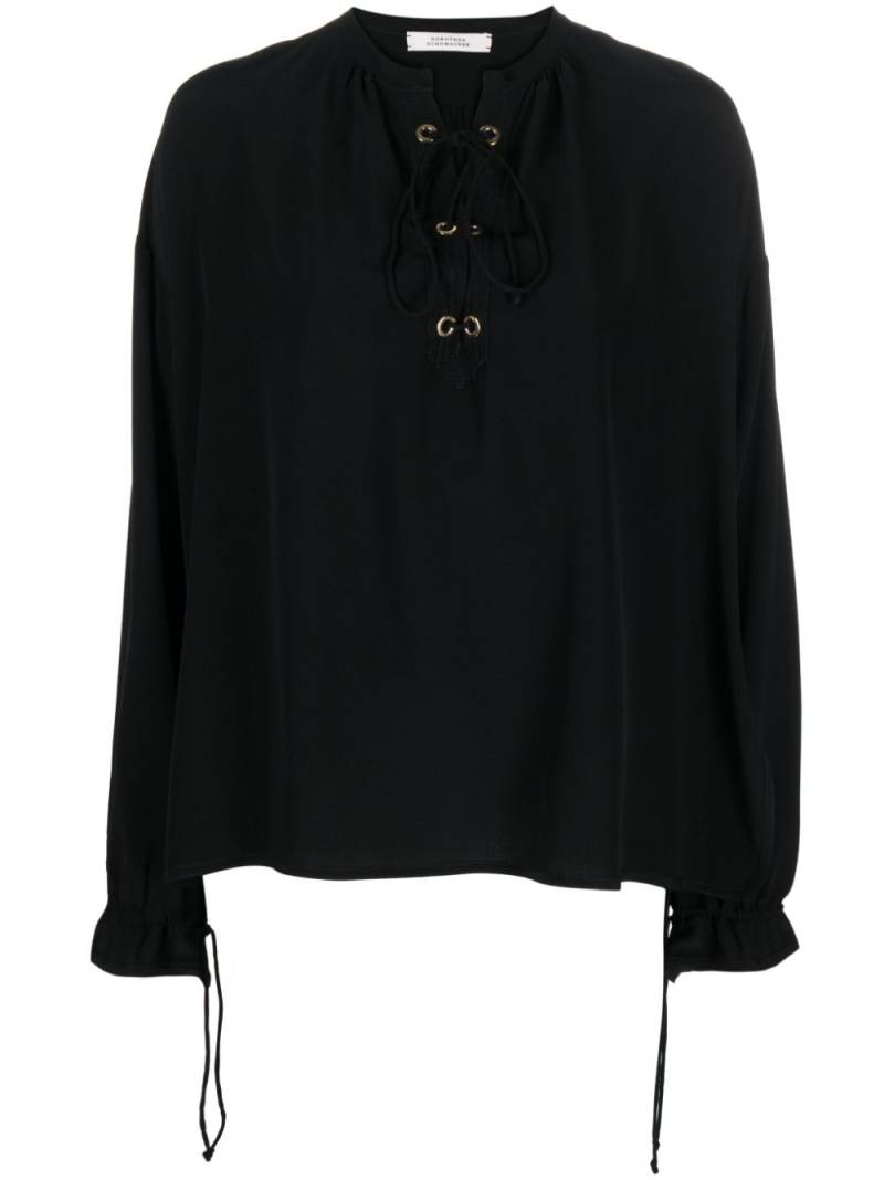 Dorothee Schumacher lace-up neckline silk blouse - Black von Dorothee Schumacher