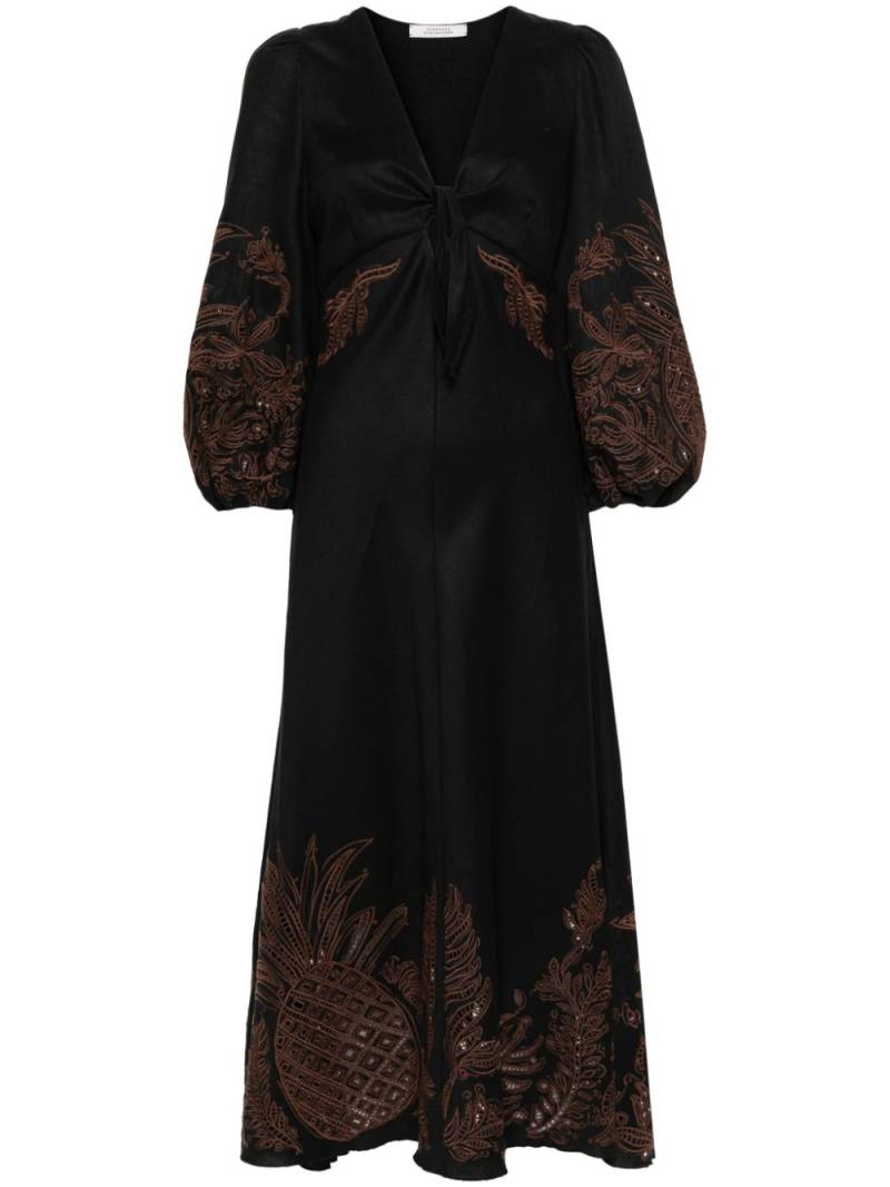 Dorothee Schumacher pineapple embroidery linen midi-dress - Black von Dorothee Schumacher