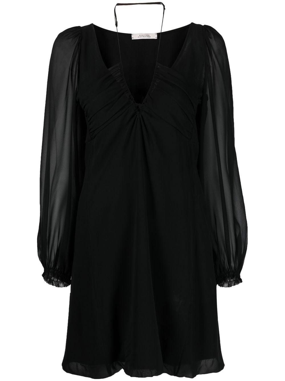 Dorothee Schumacher sheer-sleeve V-neck minidress - Black von Dorothee Schumacher