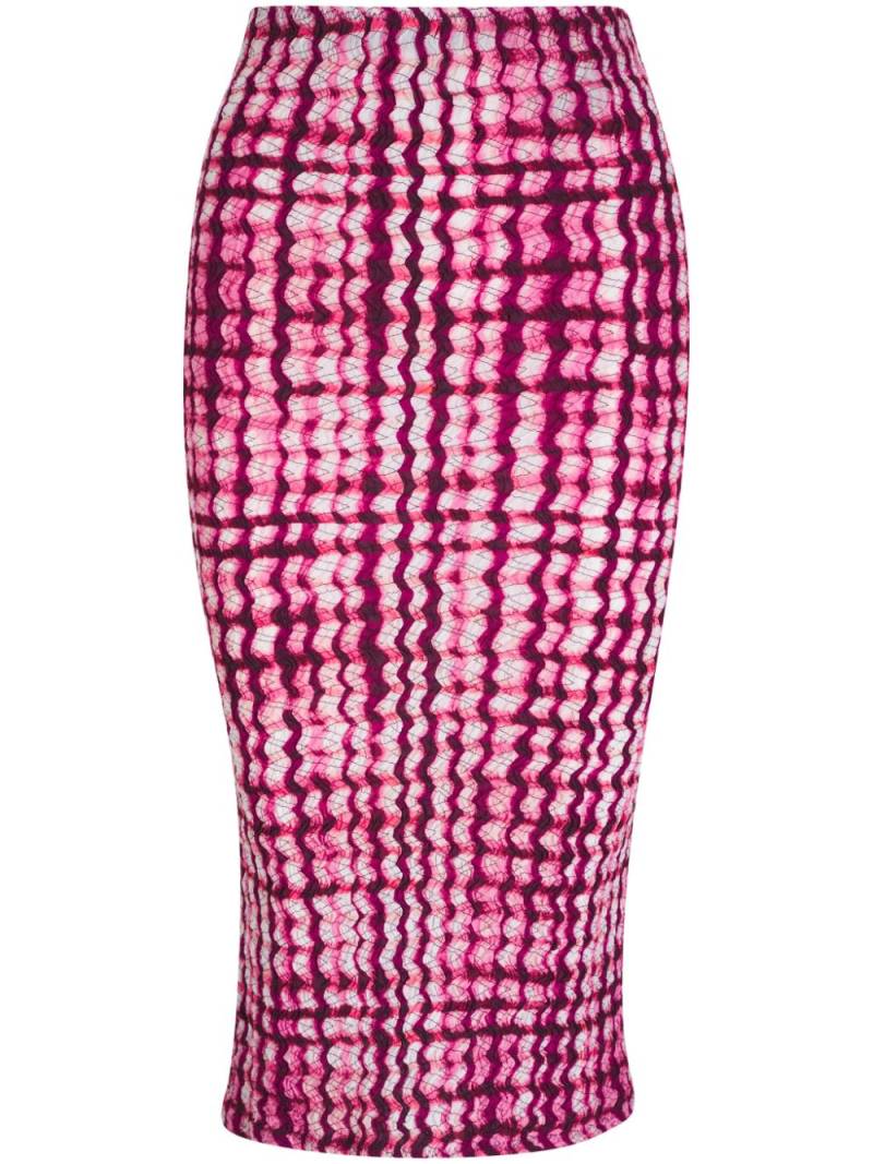 Dorothee Schumacher smocked silk-blend plaid pencil skirt - Pink von Dorothee Schumacher