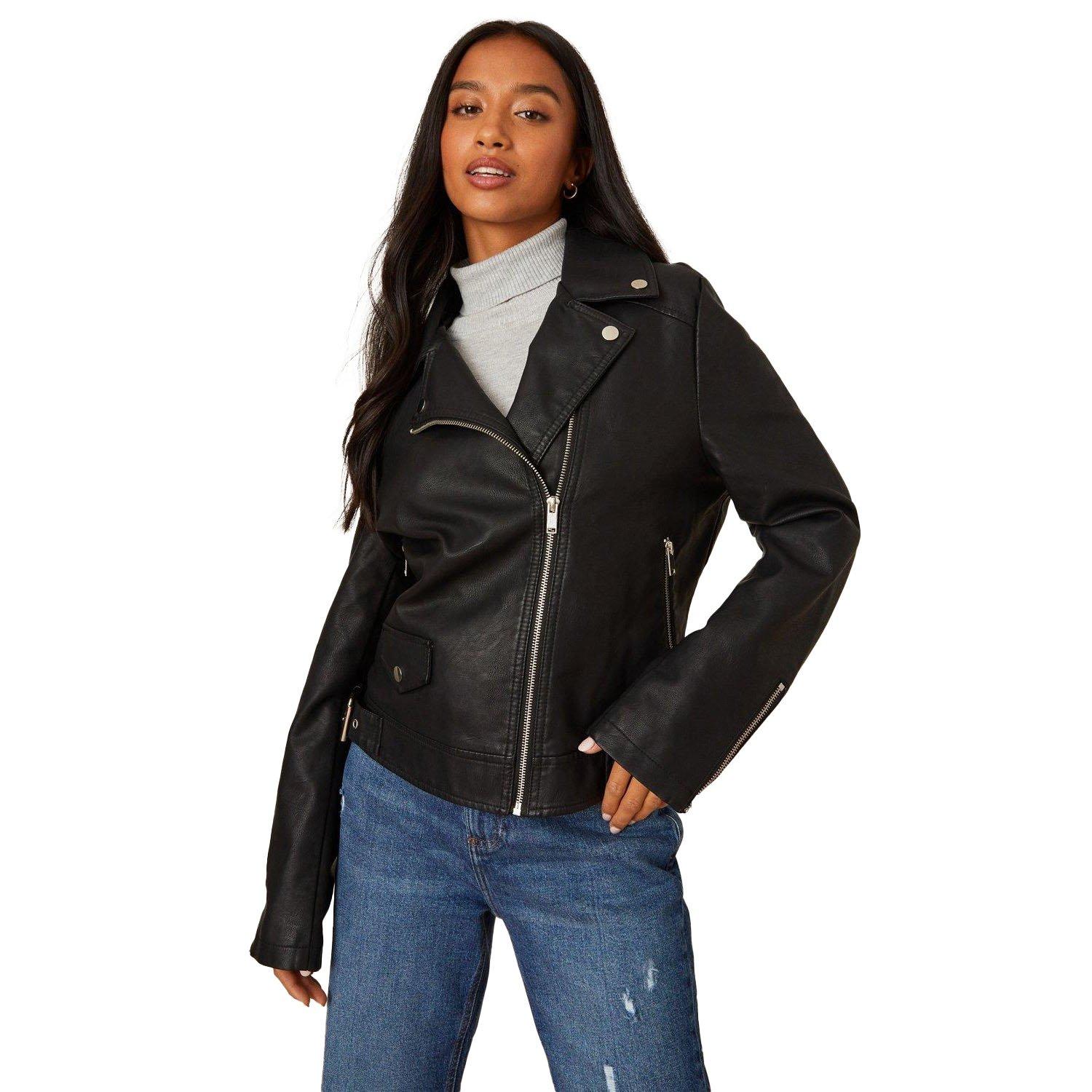 Bikerjacke Damen Schwarz 30 von Dorothy Perkins