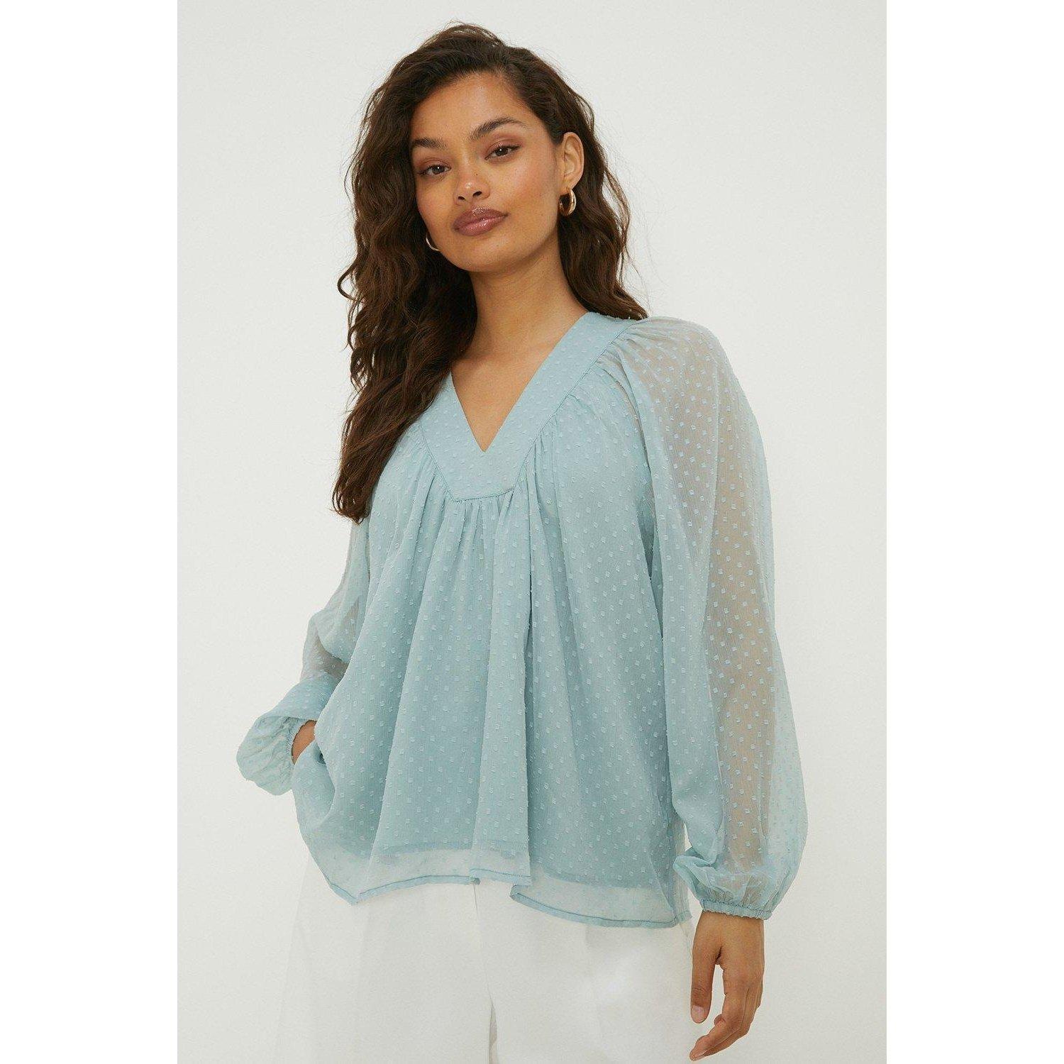 Bluse Über Den Kopf Langärmlig Damen Grau 40 von Dorothy Perkins