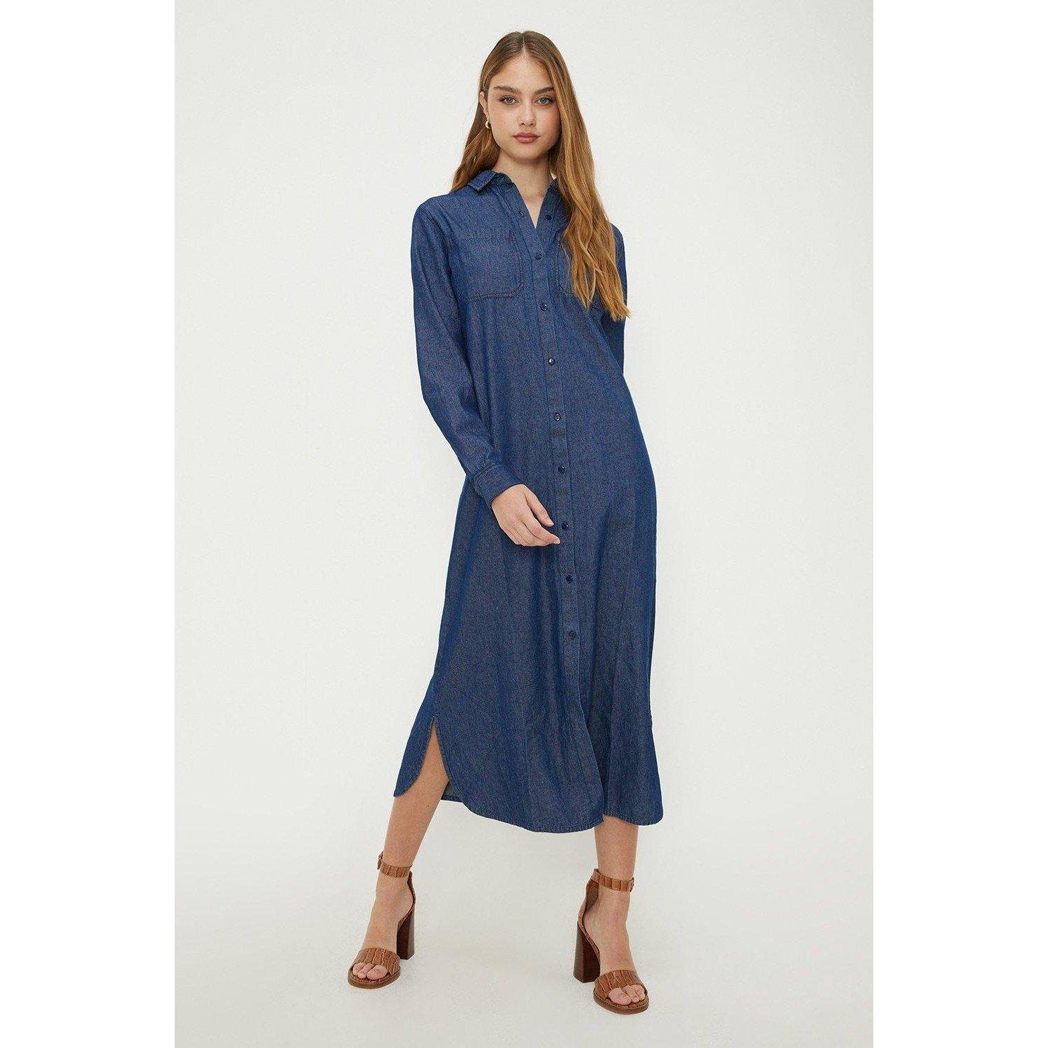 Midi Hemd Kleid Damen Indigo 36 von Dorothy Perkins