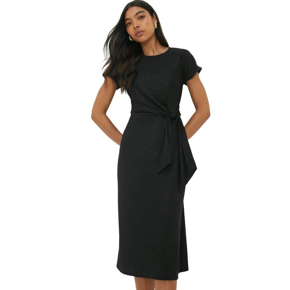 Dorothy Perkins - Midikleid Schleifendetail kurzärmlig, für Damen, Schwarz, Größe 34 von Dorothy Perkins