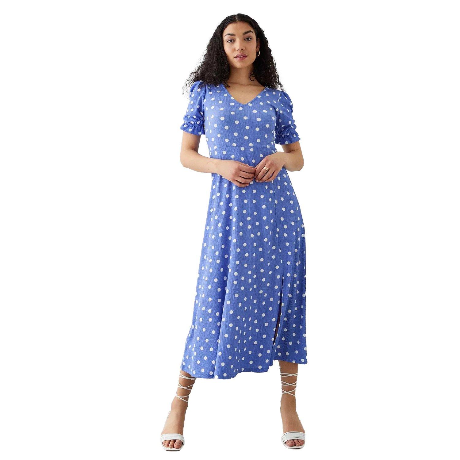 Midikleid Vausschnitt Kurzärmlig Damen Blau 34 von Dorothy Perkins