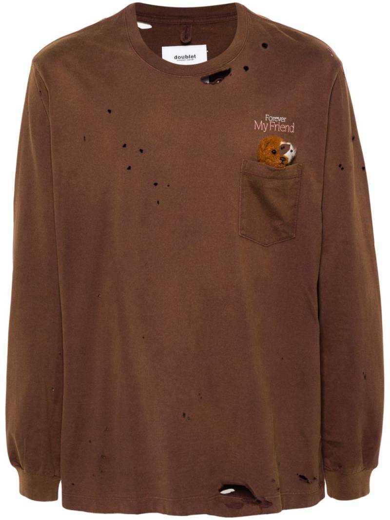 Doublet bear-appliqué cotton sweatshirt - Brown von Doublet