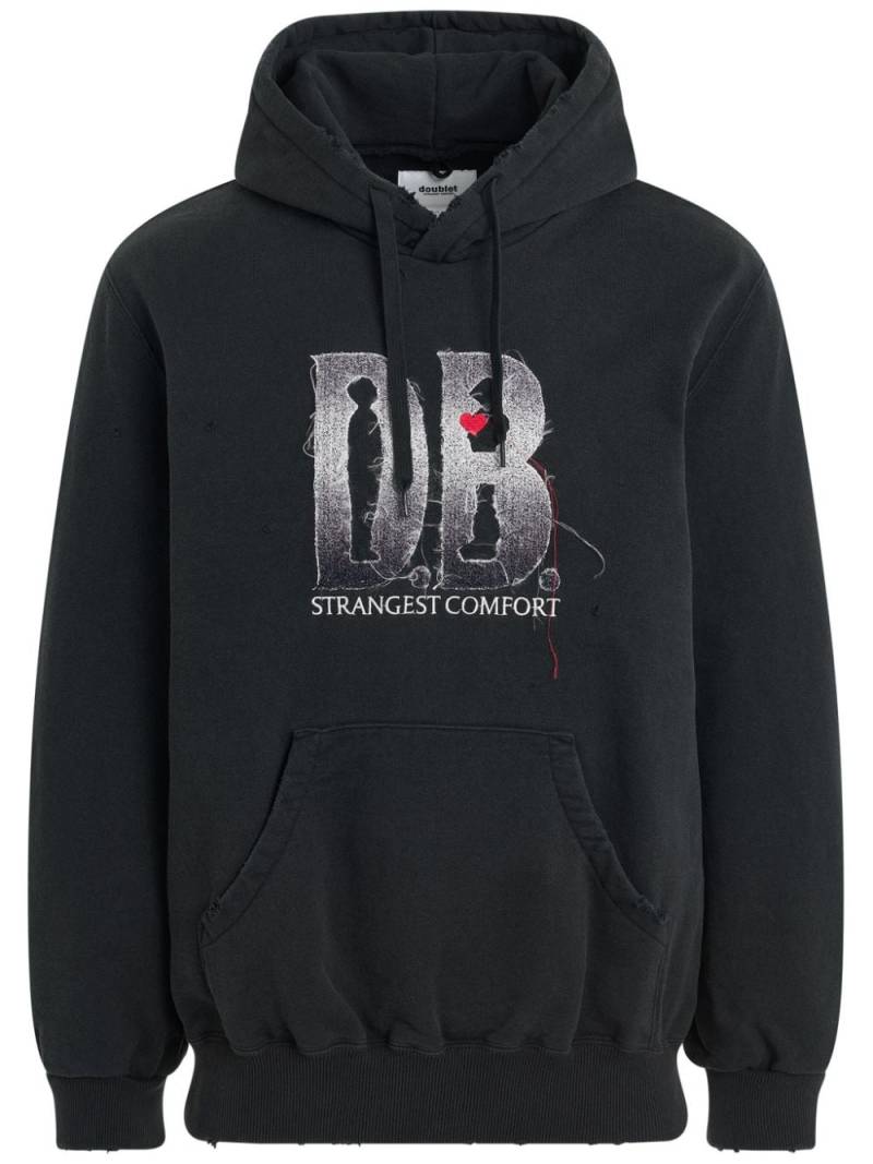 Doublet embroidered cotton hoodie - Black von Doublet