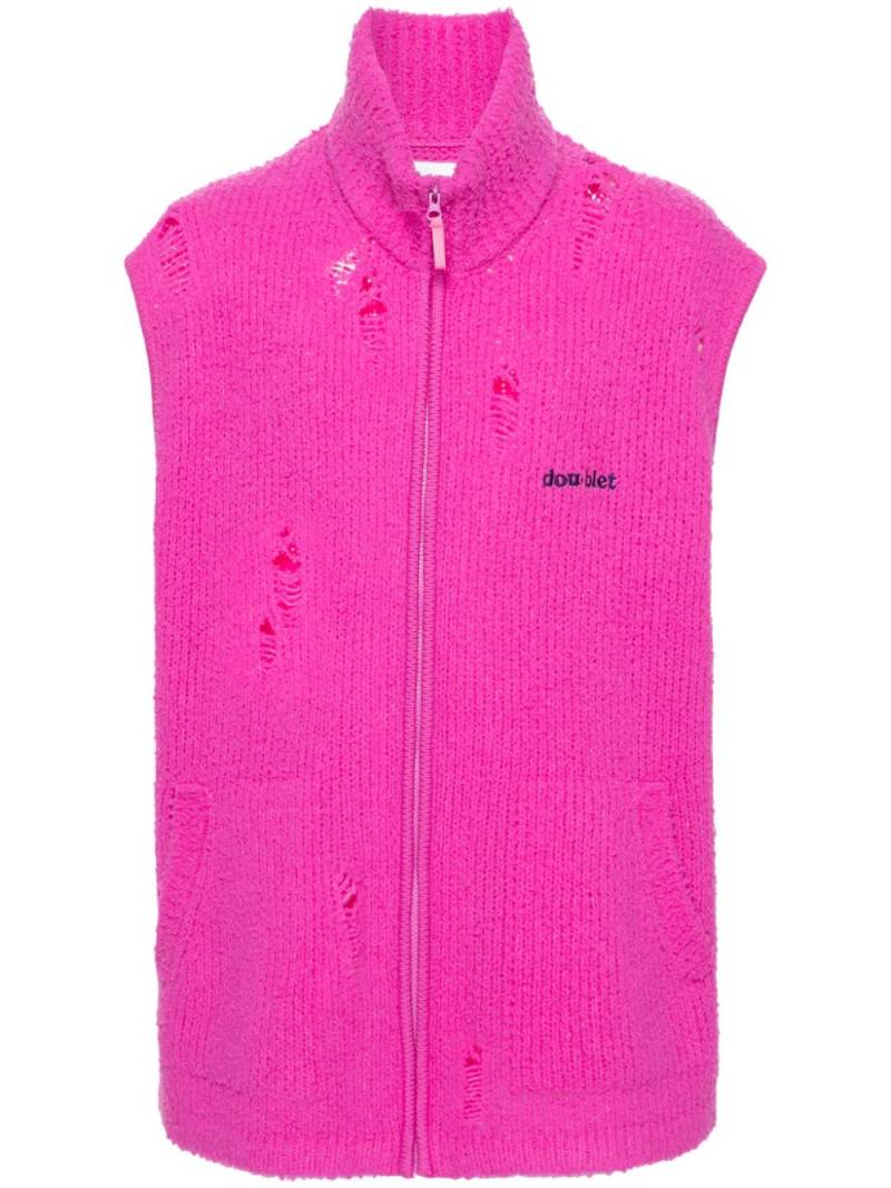 Doublet embroidered-logo distressed vest - Pink von Doublet