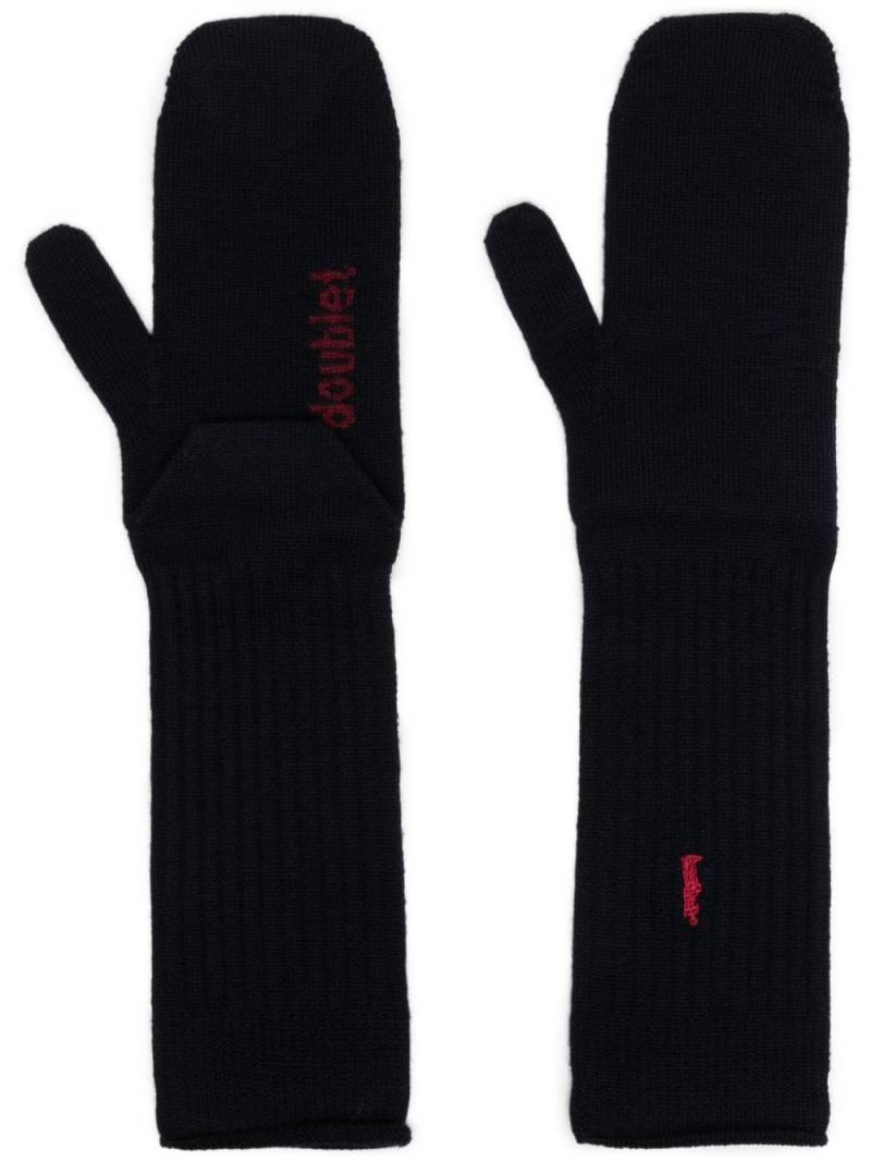 Doublet logo-embroidered ribbed-knit gloves - Blue von Doublet