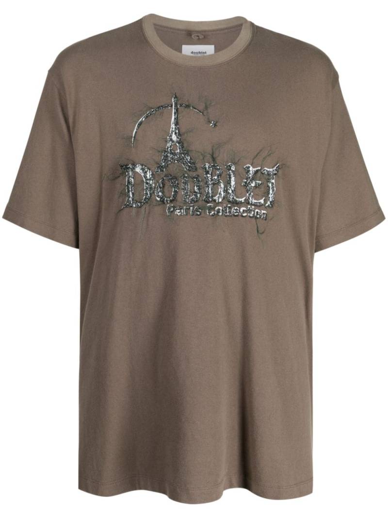 Doublet logo-embroidery cotton T-shirt - Brown von Doublet