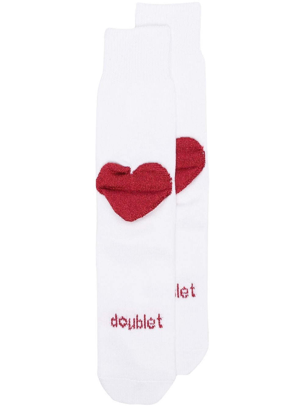 Doublet metallic thread heart socks - White von Doublet