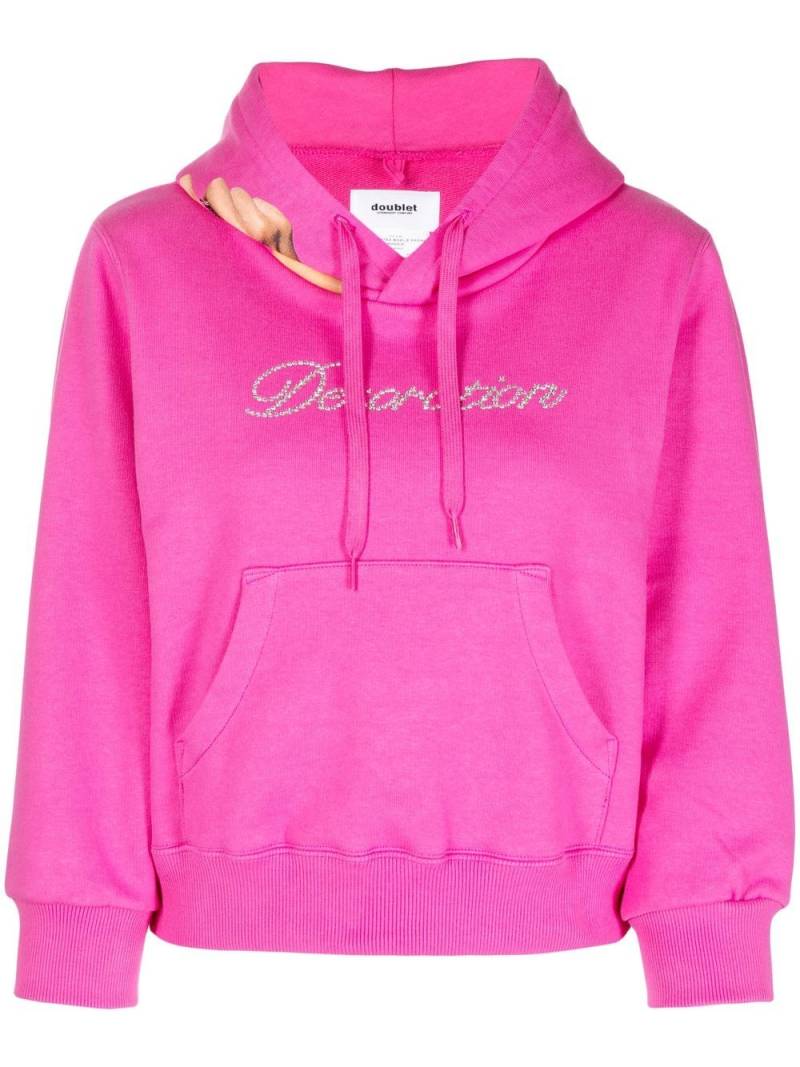 Doublet rhinestone-logo detail hoodie - Pink von Doublet