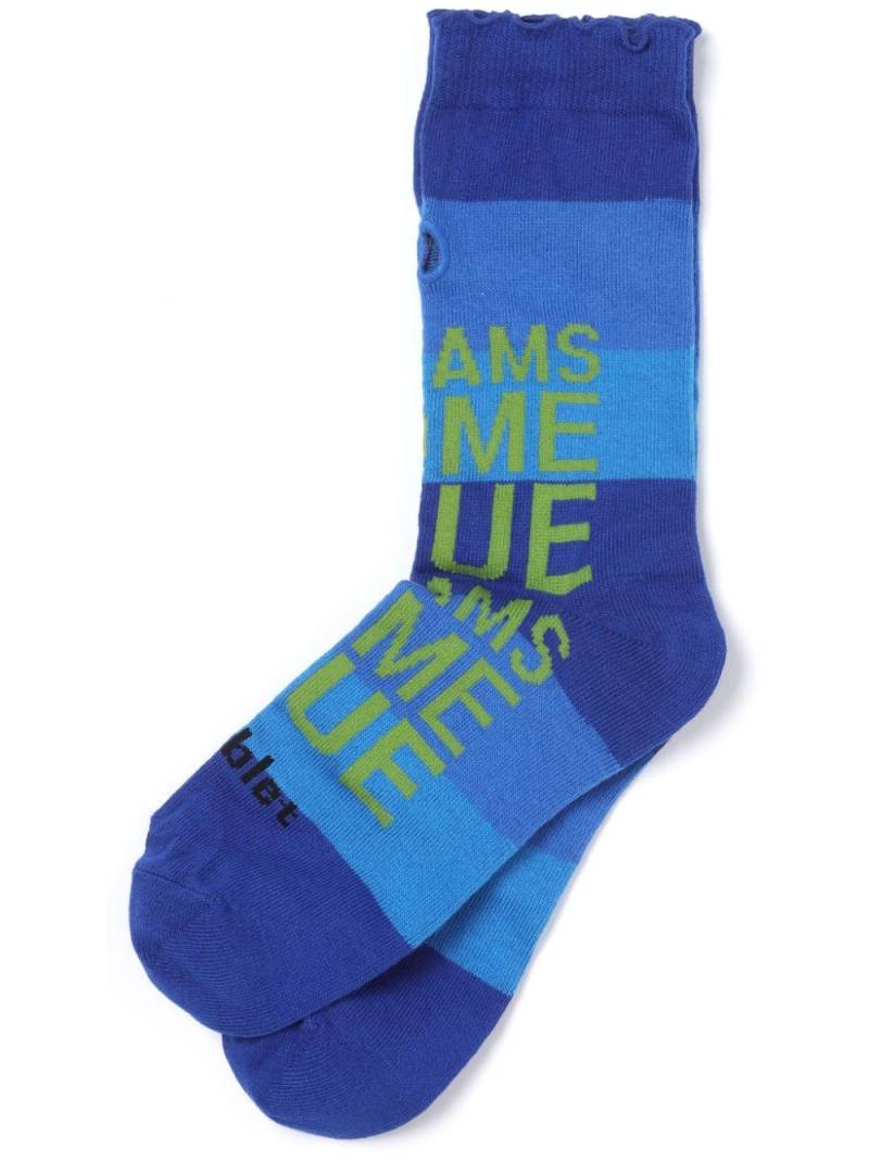 Doublet slogan-print striped socks - Blue von Doublet