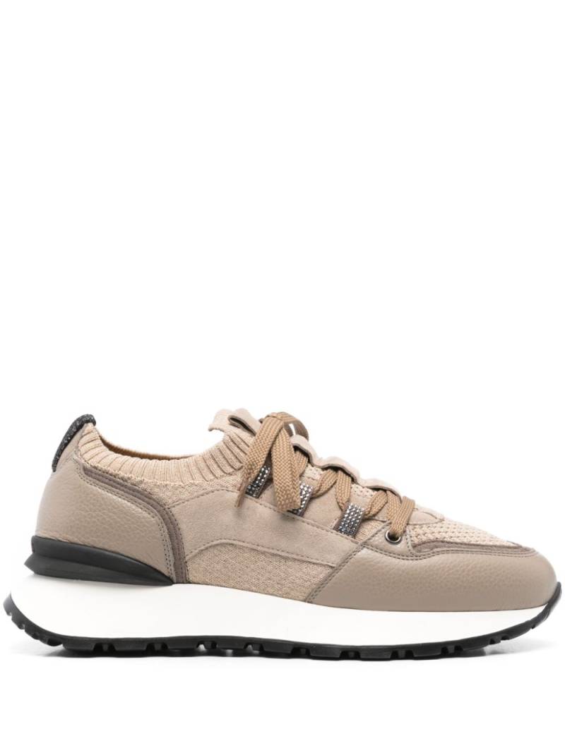 Doucal's leather-trim sneakers - Neutrals von Doucal's