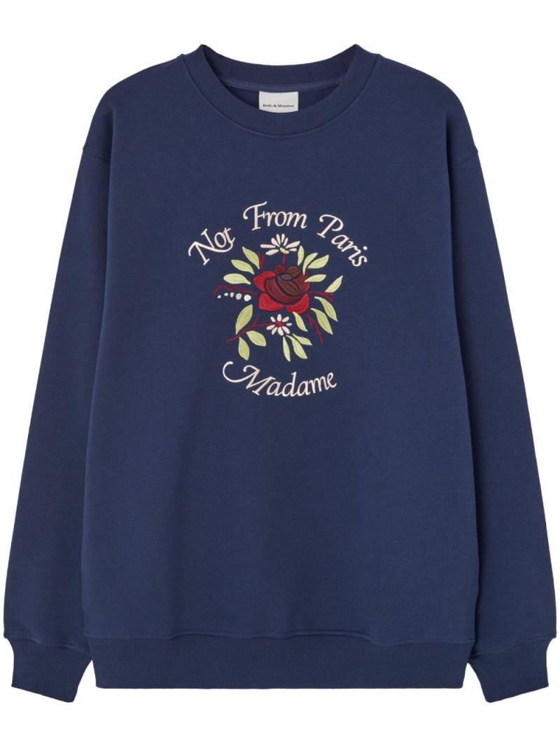 Drôle De Monsieur Slogan Fleurs-embroidery sweatshirt - Blue von Drôle De Monsieur