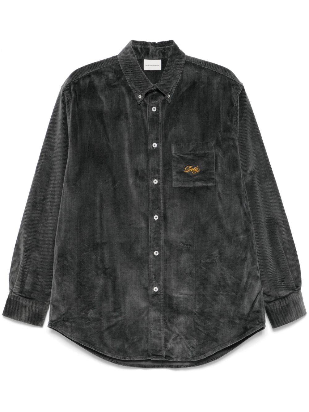 Drôle De Monsieur embroidered-logo corduroy shirt - Grey von Drôle De Monsieur