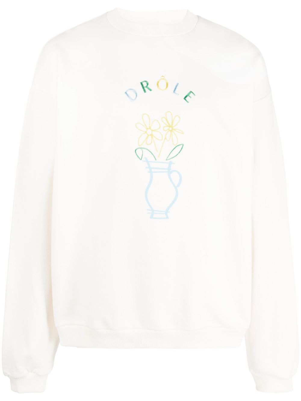 Drôle De Monsieur embroidered-logo cotton sweatshirt - Neutrals von Drôle De Monsieur