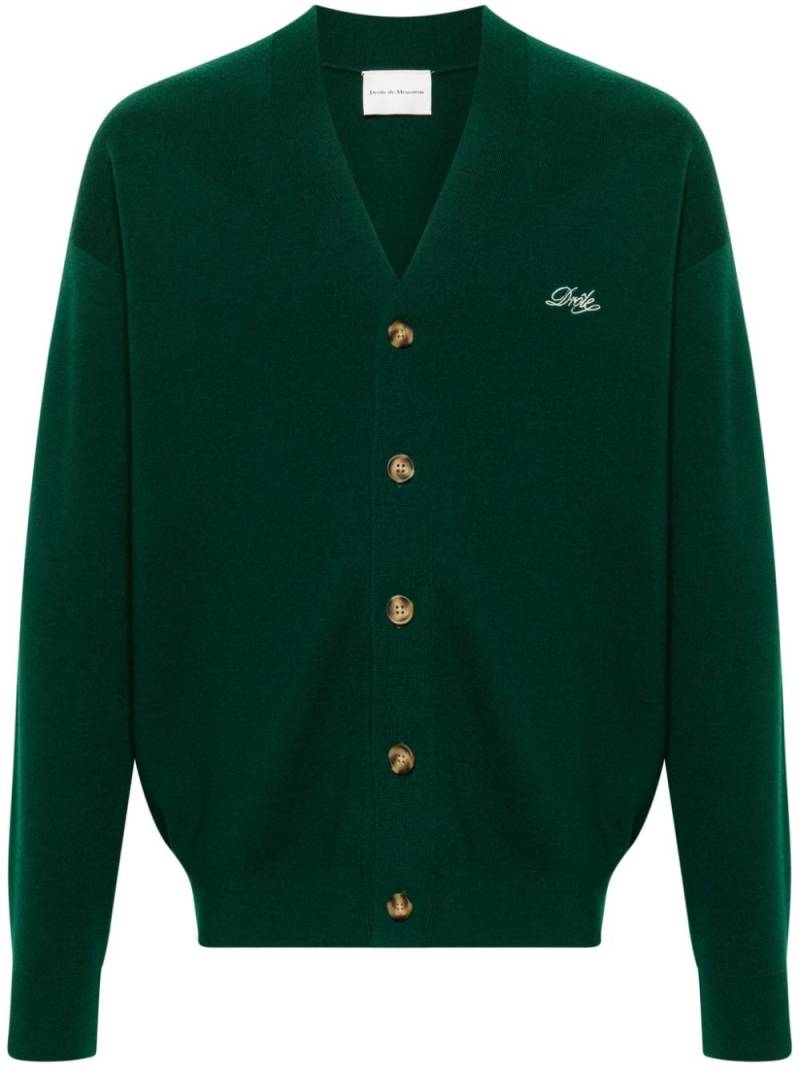 Drôle De Monsieur embroidered-logo knitted cardigan - Green von Drôle De Monsieur