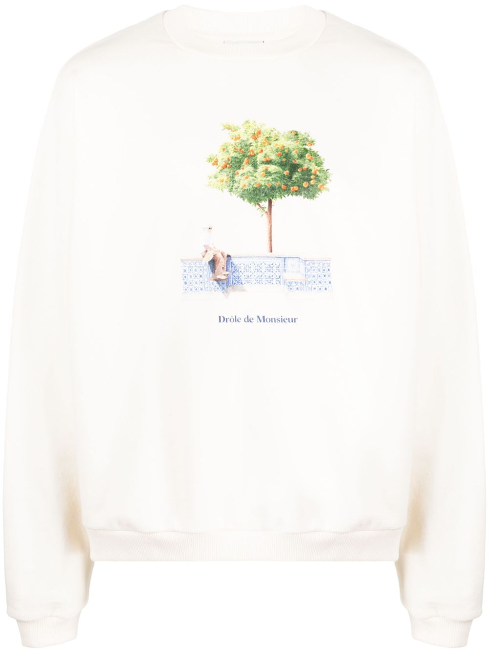 Drôle De Monsieur graphic-print cotton sweatshirt - Neutrals von Drôle De Monsieur