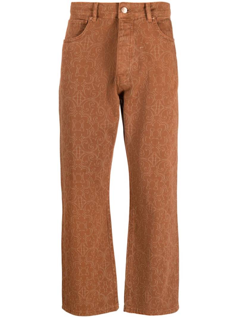 Drôle De Monsieur graphic-print straight-leg jeans - Brown von Drôle De Monsieur