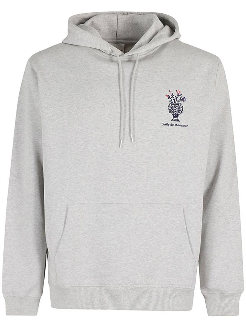 Drôle De Monsieur logo-embroidered cotton hoodie - Grey von Drôle De Monsieur