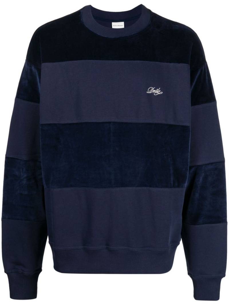 Drôle De Monsieur logo-embroidered panelled sweatshirt - Blue von Drôle De Monsieur