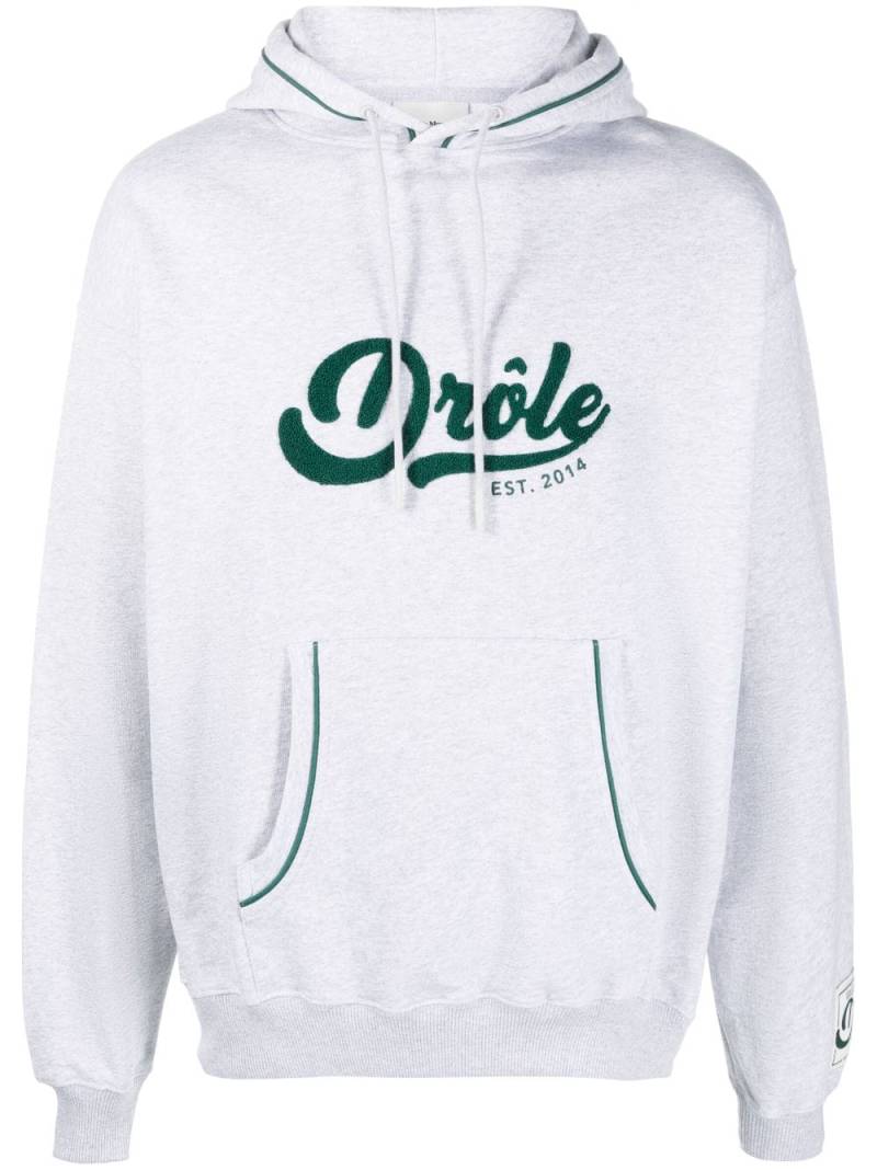 Drôle De Monsieur logo-print cotton hoodie - Grey von Drôle De Monsieur