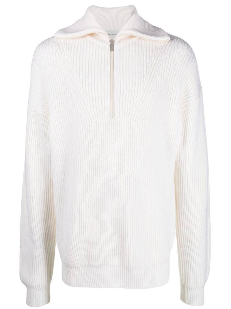 Drôle De Monsieur ribbed zip-front jumper - White von Drôle De Monsieur