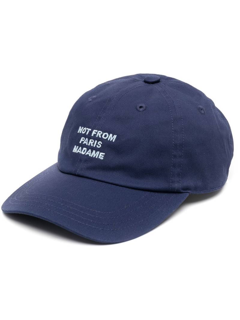 Drôle De Monsieur slogan embroidered cap - Blue von Drôle De Monsieur