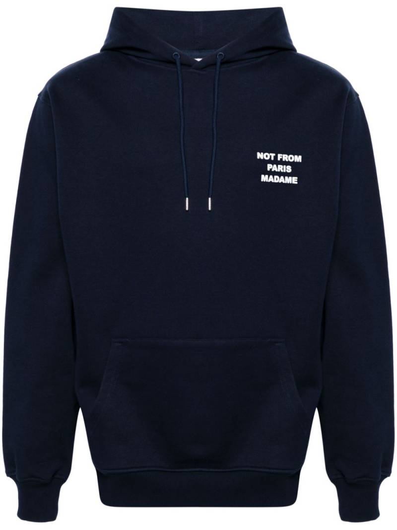 Drôle De Monsieur slogan-print cotton hoodie - Blue von Drôle De Monsieur