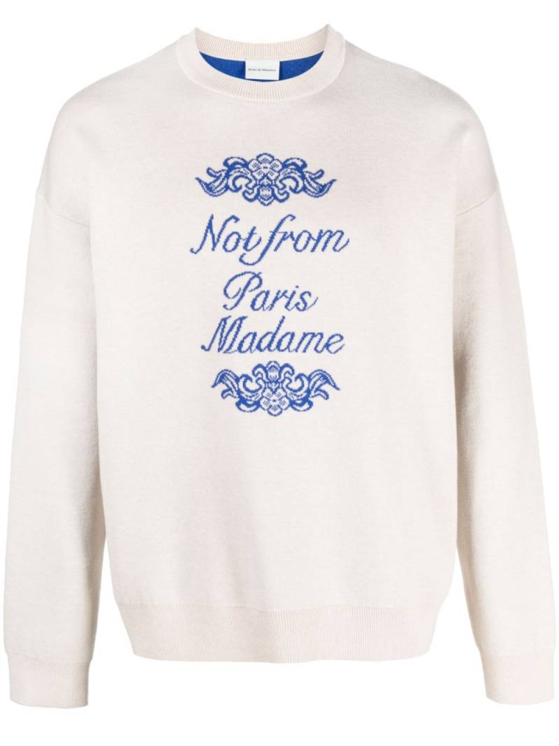 Drôle De Monsieur slogan-print intarsia-knit jumper - Neutrals von Drôle De Monsieur