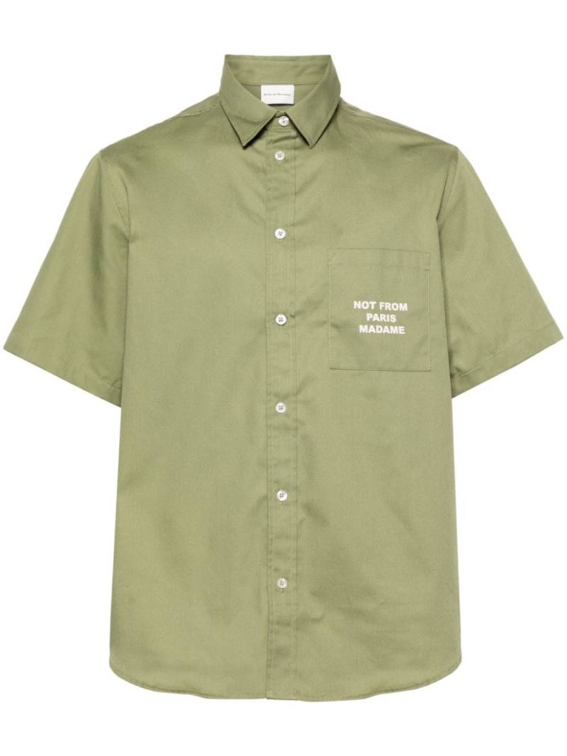 Drôle De Monsieur slogan-print twill shirt - Green von Drôle De Monsieur