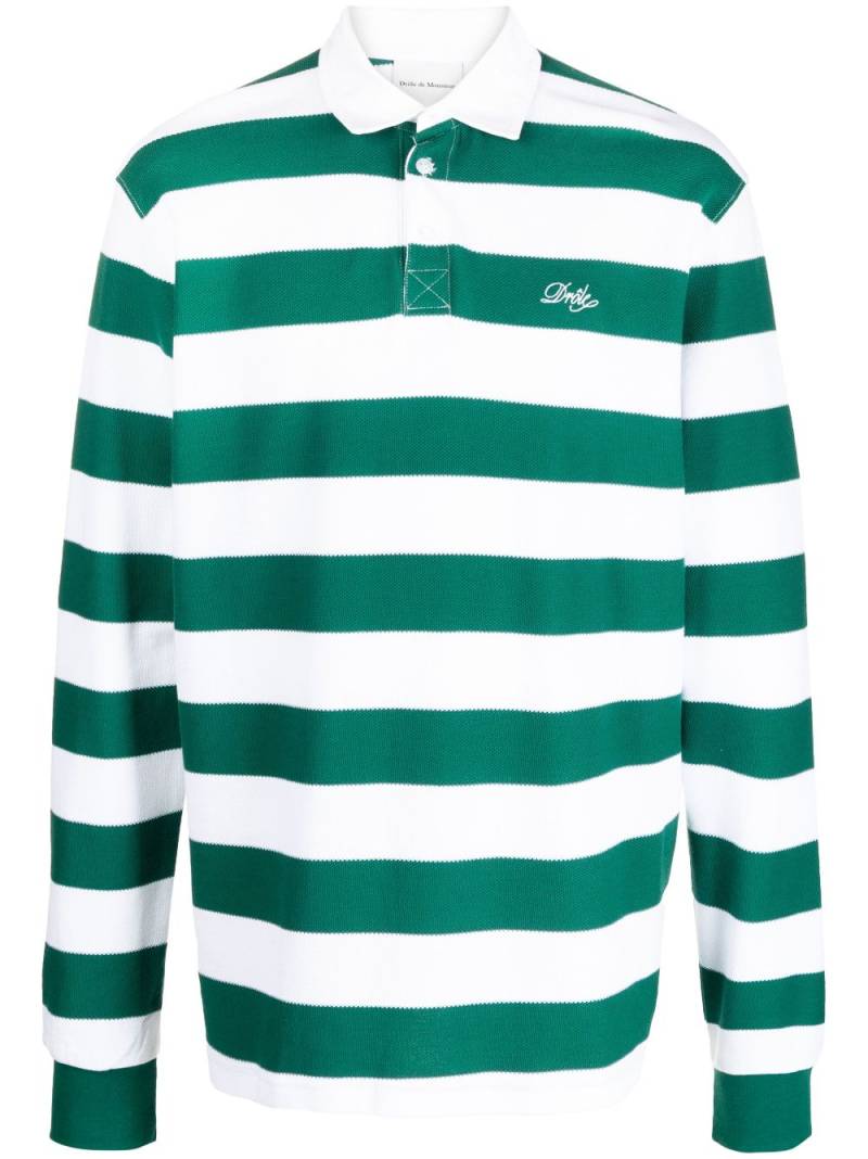 Drôle De Monsieur stripe-print long-sleeved polo shirt - Green von Drôle De Monsieur