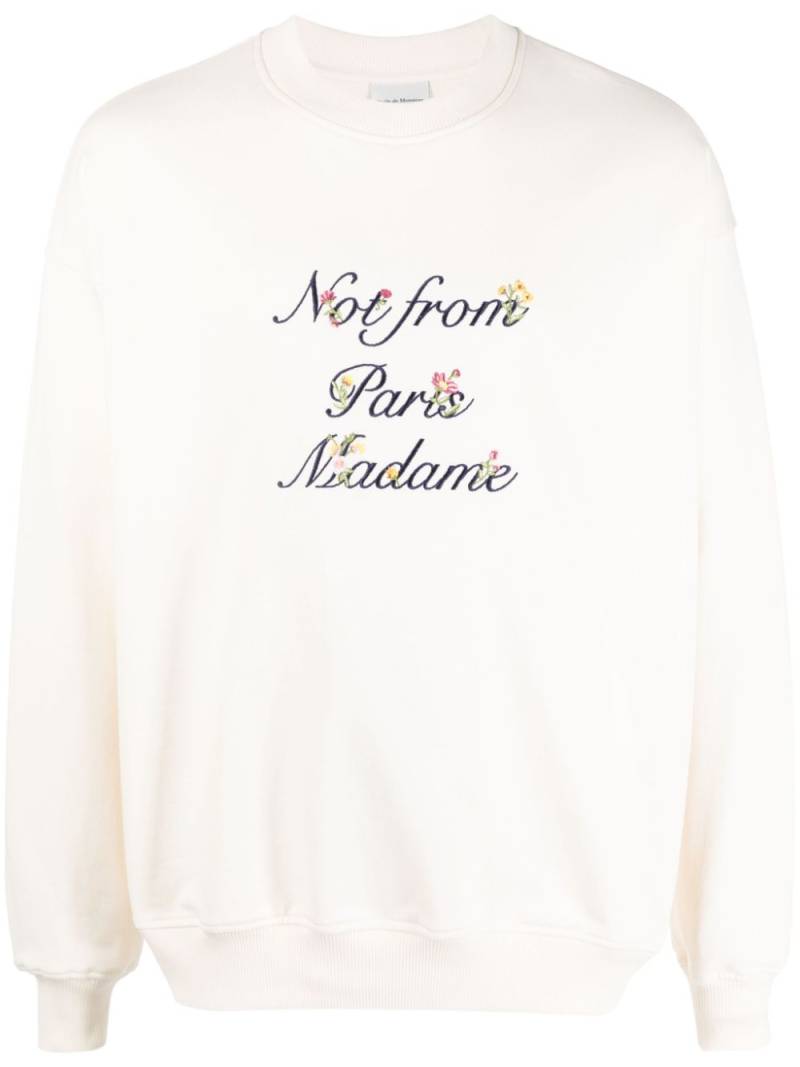 Drôle De Monsieur text-print cotton sweatshirt - Neutrals von Drôle De Monsieur