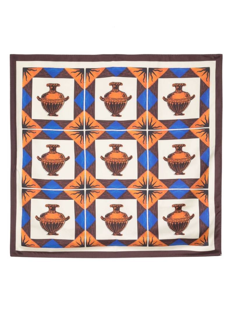 Drôle De Monsieur zalij-pattern silk scarf - Brown von Drôle De Monsieur