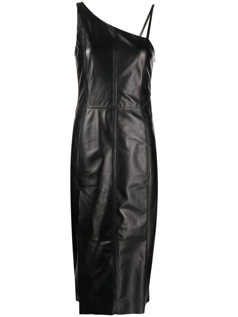 Drome asymmetric leather midi dress - Black von Drome