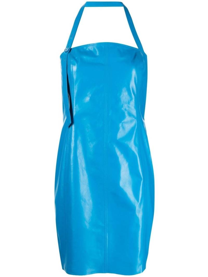 Drome halterneck mini leather dress - Blue von Drome