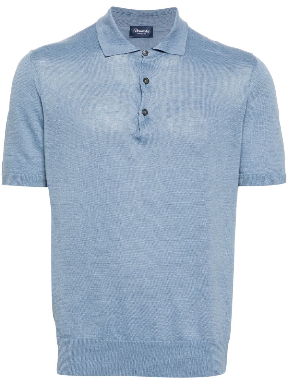 Drumohr fine-knit linen-blend polo shirt - Blue von Drumohr