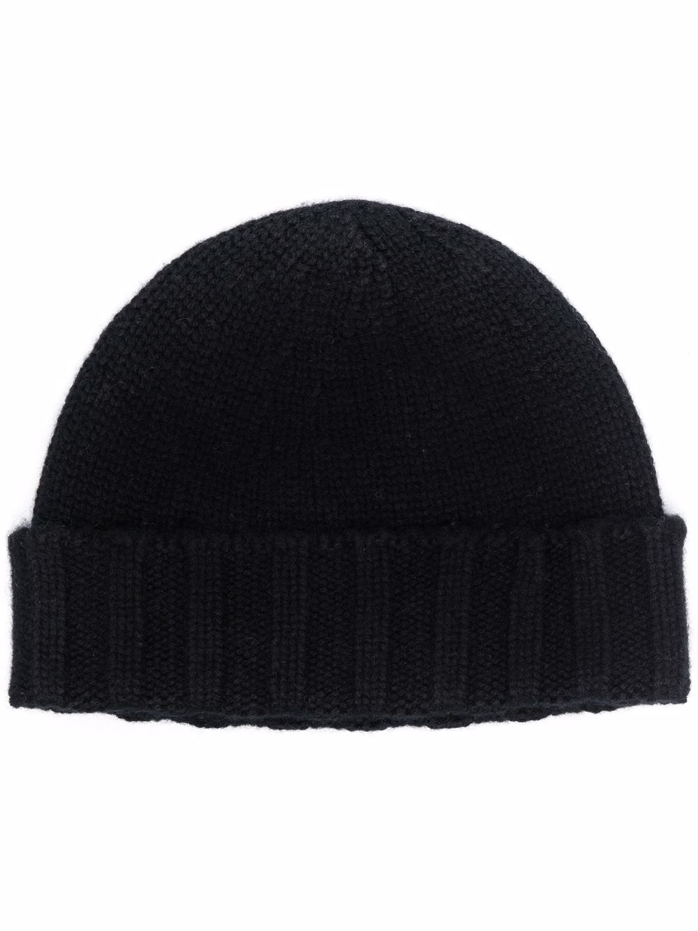 Drumohr ribbed-hem cashmere beanie hat - Black von Drumohr