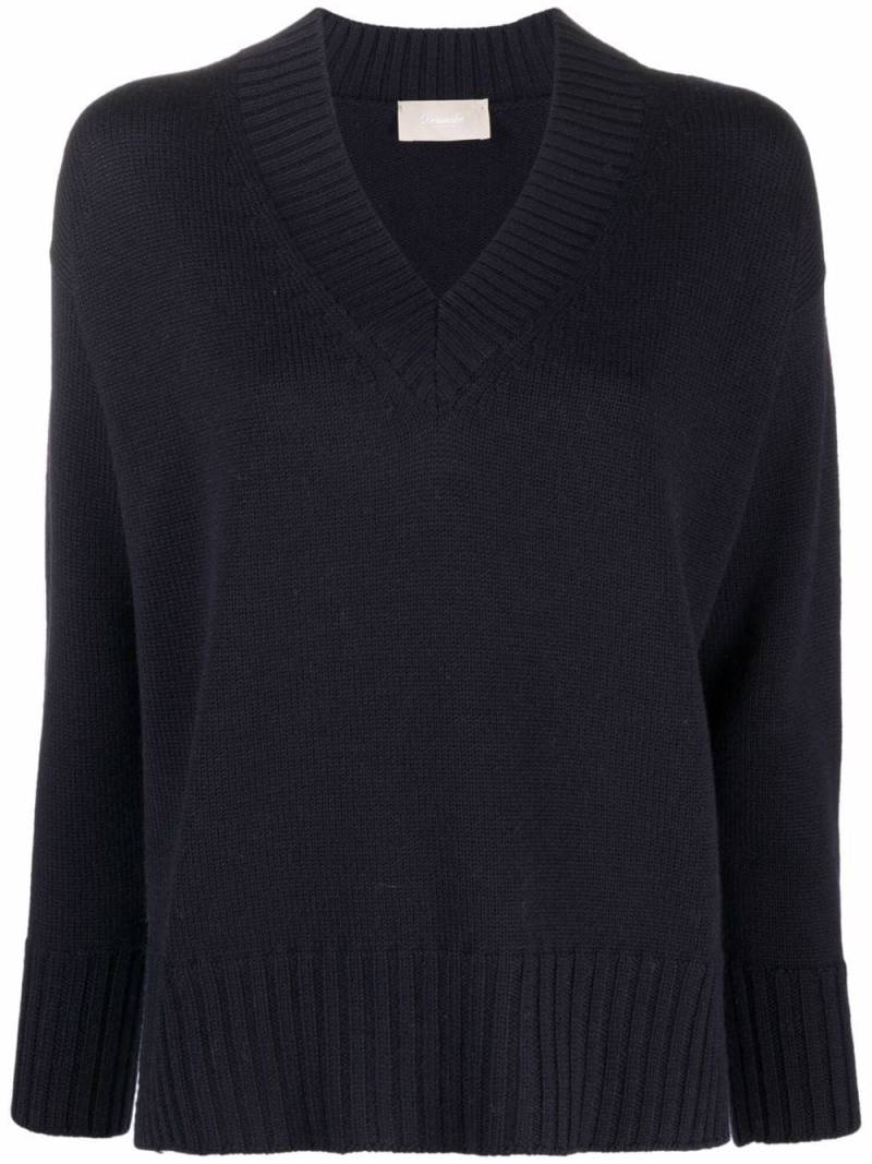 Drumohr v-neck ribbed-trim jumper - Blue von Drumohr