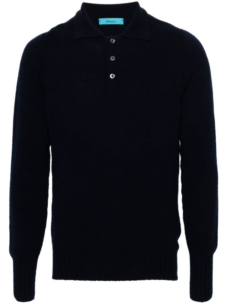 Drumohr virgin wool knitted polo shirt - Blue von Drumohr