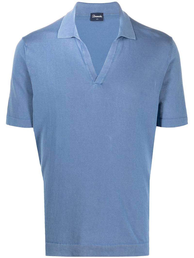 Drumohr wingtip-collar cotton t-shirt - Blue von Drumohr