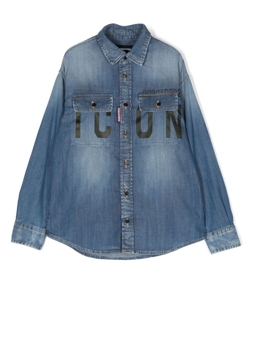 DSQUARED2 KIDS Icon logo-print denim shirt - Blue von DSQUARED2 KIDS